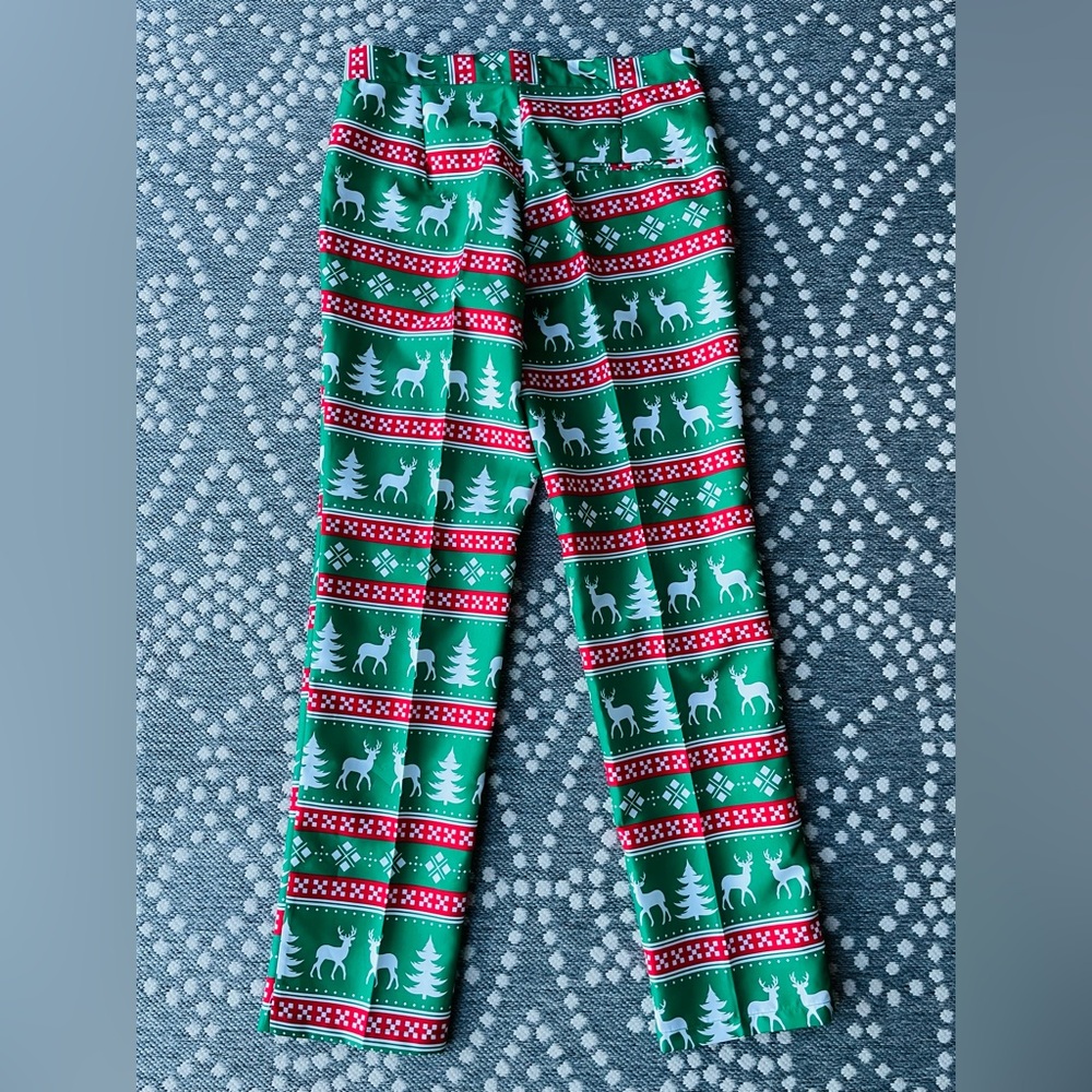 Christmas Holiday  Mens Suit Medium 38 40 Coat Jacket Pants Red Green Blazer - Picture 7 of 12